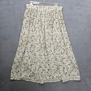 Express Vintage Floral Midi Skirt Cream Taupe Cottagecore Fairy Romantic Size M